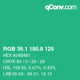 カラーコード: RGB 36.1 180.8 129 | qconv.com