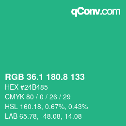 カラーコード: RGB 36.1 180.8 133 | qconv.com