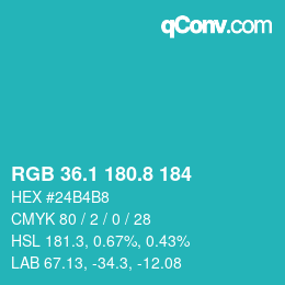 Color code: RGB 36.1 180.8 184 | qconv.com