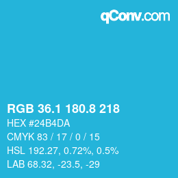 カラーコード: RGB 36.1 180.8 218 | qconv.com
