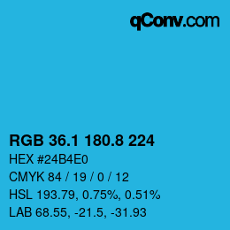 カラーコード: RGB 36.1 180.8 224 | qconv.com
