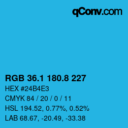 カラーコード: RGB 36.1 180.8 227 | qconv.com