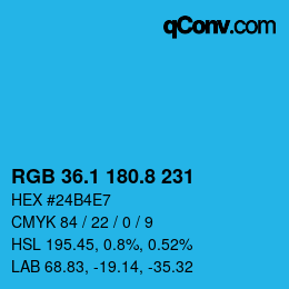 カラーコード: RGB 36.1 180.8 231 | qconv.com