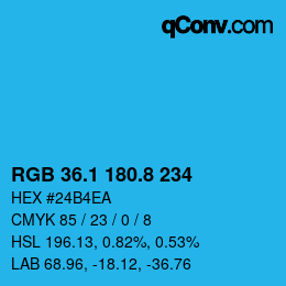 カラーコード: RGB 36.1 180.8 234 | qconv.com