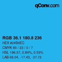 Color code: RGB 36.1 180.8 236 | qconv.com