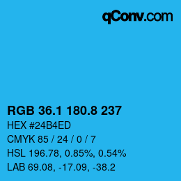カラーコード: RGB 36.1 180.8 237 | qconv.com