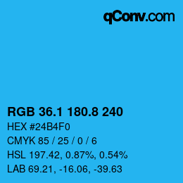 カラーコード: RGB 36.1 180.8 240 | qconv.com