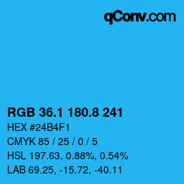 カラーコード: RGB 36.1 180.8 241 | qconv.com