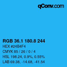 カラーコード: RGB 36.1 180.8 244 | qconv.com