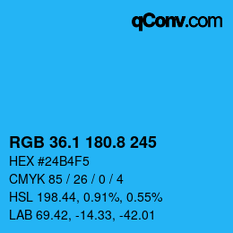 Color code: RGB 36.1 180.8 245 | qconv.com