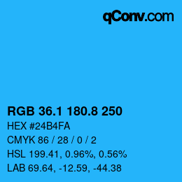 Código de color: RGB 36.1 180.8 250 | qconv.com