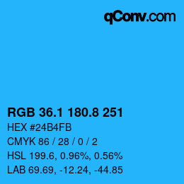 カラーコード: RGB 36.1 180.8 251 | qconv.com