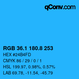 カラーコード: RGB 36.1 180.8 253 | qconv.com