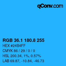 Color code: RGB 36.1 180.8 255 | qconv.com