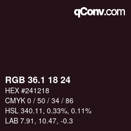 カラーコード: RGB 36.1 18 24 | qconv.com