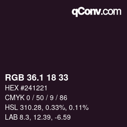 カラーコード: RGB 36.1 18 33 | qconv.com