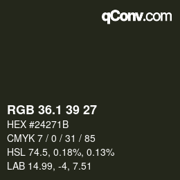Color code: RGB 36.1 39 27 | qconv.com