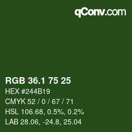 Color code: RGB 36.1 75 25 | qconv.com