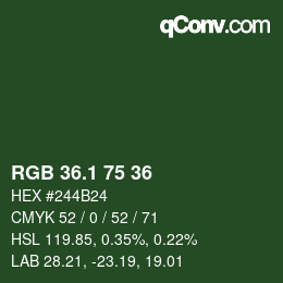 カラーコード: RGB 36.1 75 36 | qconv.com