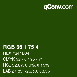 カラーコード: RGB 36.1 75 4 | qconv.com