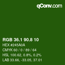 カラーコード: RGB 36.1 90.8 10 | qconv.com