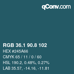 カラーコード: RGB 36.1 90.8 102 | qconv.com