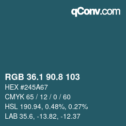 Color code: RGB 36.1 90.8 103 | qconv.com