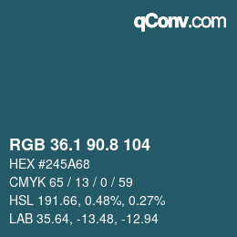 Color code: RGB 36.1 90.8 104 | qconv.com