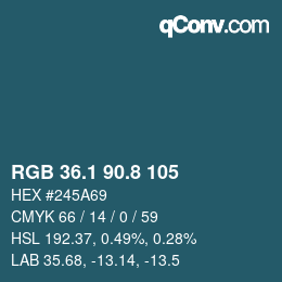 カラーコード: RGB 36.1 90.8 105 | qconv.com