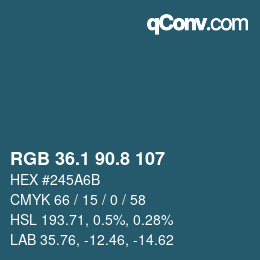 Color code: RGB 36.1 90.8 107 | qconv.com