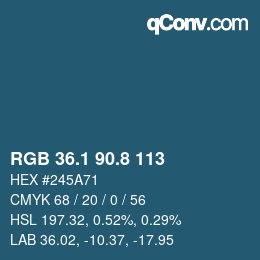 Color code: RGB 36.1 90.8 113 | qconv.com