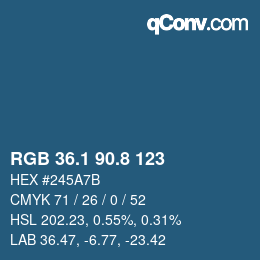 Color code: RGB 36.1 90.8 123 | qconv.com