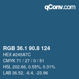 Color code: RGB 36.1 90.8 124 | qconv.com