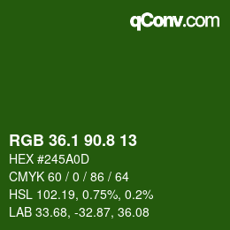 カラーコード: RGB 36.1 90.8 13 | qconv.com