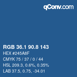 Color code: RGB 36.1 90.8 143 | qconv.com