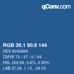 Color code: RGB 36.1 90.8 144 | qconv.com