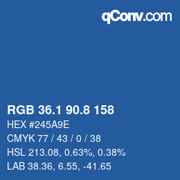 Color code: RGB 36.1 90.8 158 | qconv.com
