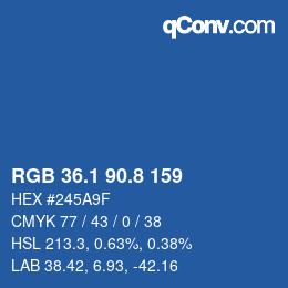 Farbcode: RGB 36.1 90.8 159 | qconv.com