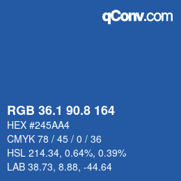 Color code: RGB 36.1 90.8 164 | qconv.com