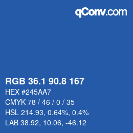 Color code: RGB 36.1 90.8 167 | qconv.com