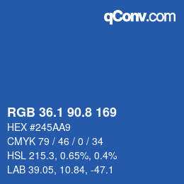 カラーコード: RGB 36.1 90.8 169 | qconv.com