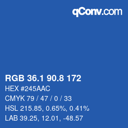 カラーコード: RGB 36.1 90.8 172 | qconv.com