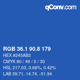 Color code: RGB 36.1 90.8 179 | qconv.com