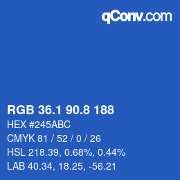 Color code: RGB 36.1 90.8 188 | qconv.com