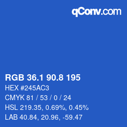 カラーコード: RGB 36.1 90.8 195 | qconv.com