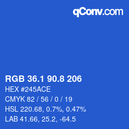 カラーコード: RGB 36.1 90.8 206 | qconv.com