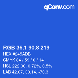 カラーコード: RGB 36.1 90.8 219 | qconv.com