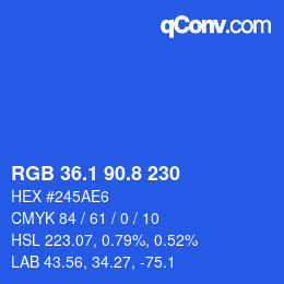 カラーコード: RGB 36.1 90.8 230 | qconv.com