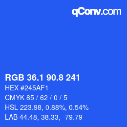 カラーコード: RGB 36.1 90.8 241 | qconv.com