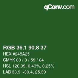 カラーコード: RGB 36.1 90.8 37 | qconv.com
